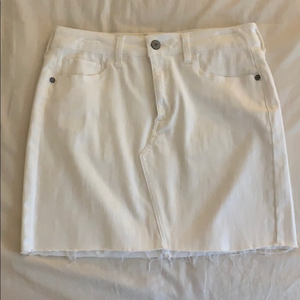 White denim mini skirt